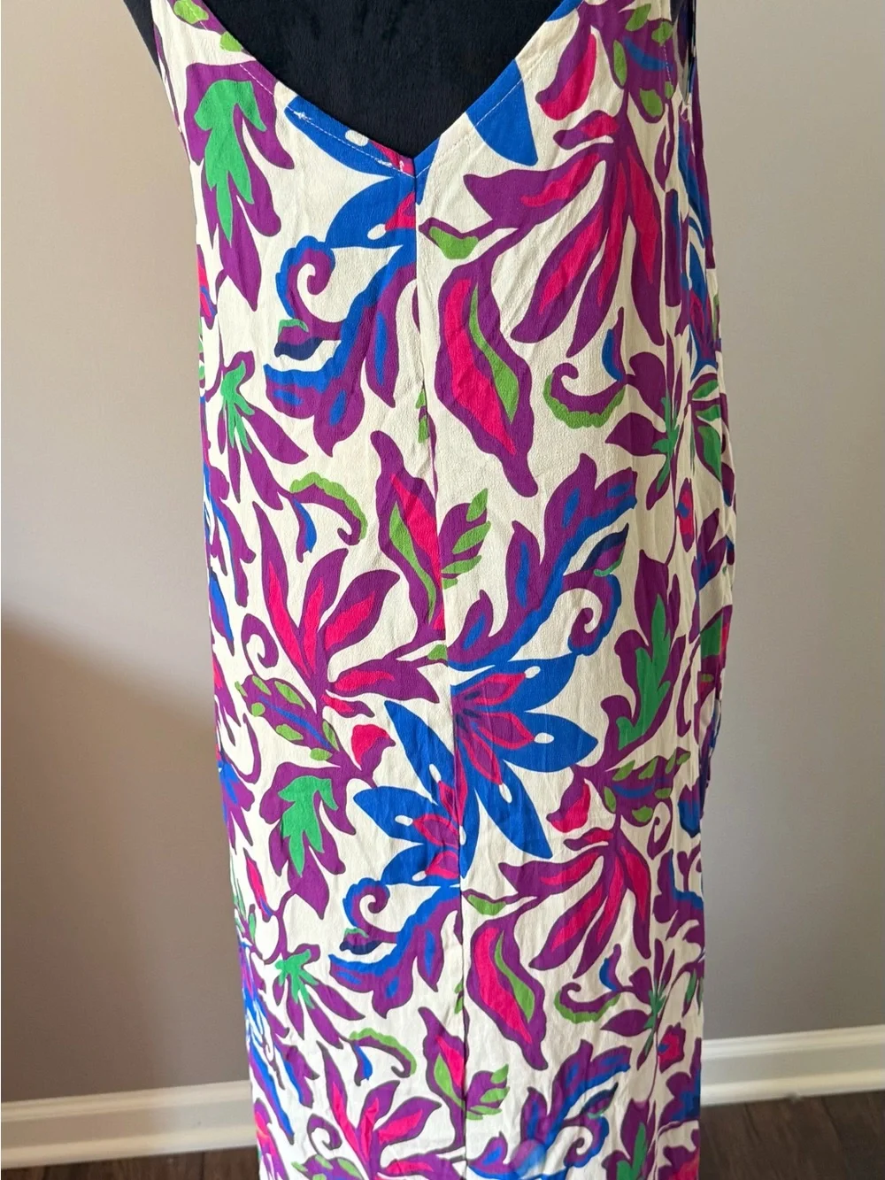 eesome NEW Sleeveless Floral Slip Maxi Dress Cream with Pink, Blue Green Medium
